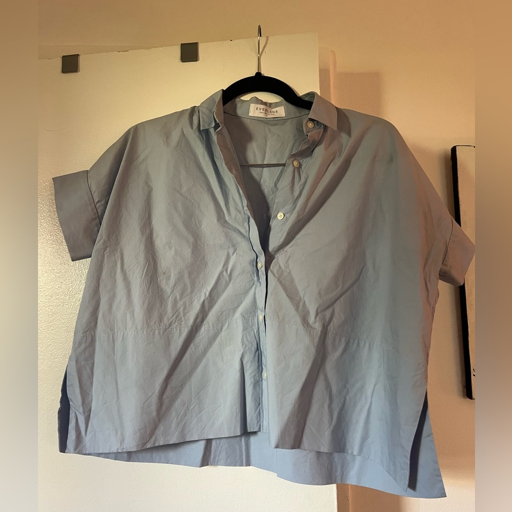 Everlane Light Blue Crop Shirt, 00